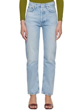 Agolde Pinch Waist Light Blue Jeans with Subtle Distress